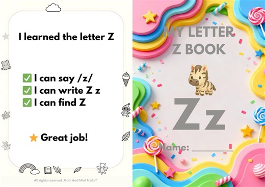 Letter Z Mini Book Printable | Phonics Worksheet, Homeschool Activity (PDF Download) - Etsy