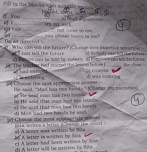 Fill in the blanks with suitable modals (would, must, need, oug... | Filo
