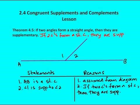 2.4 Congruent Supplements and Complements (Lesson)