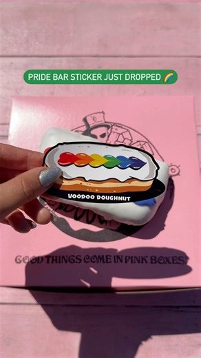 13K views · 107 reactions | FREE Pride Bar sticker just dropped 來 Get your Pride Bar sticker for FREE today only (6/13) with the purchase of any merch via VoodooDoughnutShop.com, or snag yours at a Voodoo store near you. Offer valid online only, while supplies last. Gift with purchase sticker will be automatically added to cart with discount reflected. | Voodoo Doughnut | Facebook
