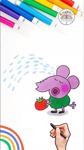 Draw Edmond Elephant Easy | Draw Peppa Edmond Elephant Crying 🌈🐽 #peppapig #short #forkids #sad