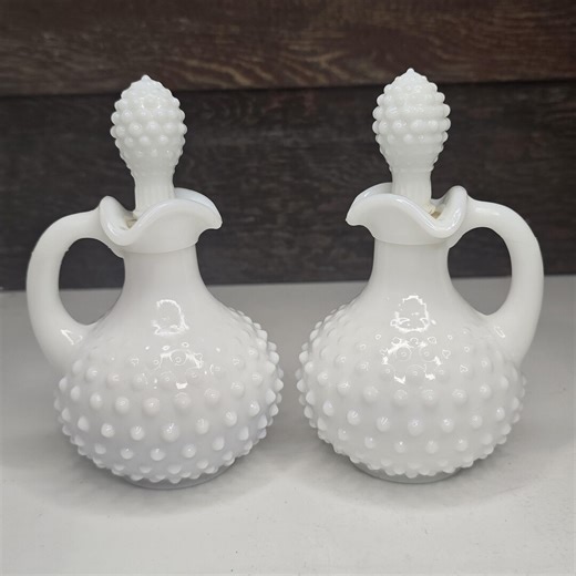 Vintage AVON Hobnail White Milk Glass Cruets, Pair of 2 Decanters With Stoppers, 1970s Vanity Decor, Farmhouse Cottagecore Decor - Etsy UK