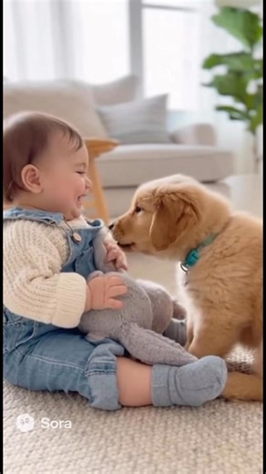 Cute baby and puppy talking to each other. ❤️ #gogodogs | Go Go Dogs