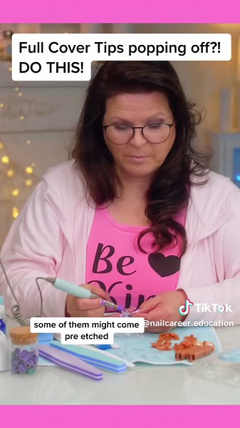 Are your Full Cover Nail Tips popping off?! Along with prepping the natural nail, don’t forget to prep the nail tip as well! Just use an e-file on low speed with a fine sanding band to gently etch the back of the tip. This will aid adhesion between the nail tip and the product 👌🏼 #nailcareereducation #nails #nailtech #diynails #nailtutorial #naildesigns #nailtok #nailsoftiktok #nails💅 #nailtechcheck #nailtechlife #nailartist #naildesign #nailinspo #beginnernailtech #acrylicnails #gelnails #na