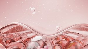 Bubble with collagen atoms descends through skin cells to the deepest layers, straightening and smoothing wrinkles from within. 3D rendering.