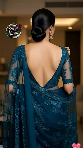 🔥Desi Glam Queen in Blue Saree 💙 | Oo Antava Song | Bold Indian Beauty Look | Saree Siren Shorts