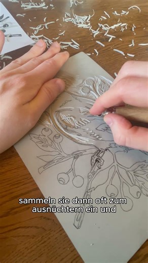 Dieser Vogel ist 24/7 BETRUNKEN! 🍻🐦 | Tag 8: Seidenschwanz #artchallenge #art #linocut #shorts