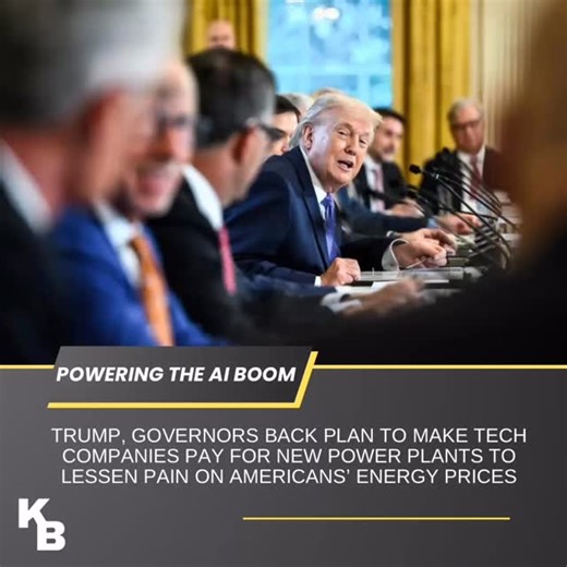 NEWSALERTKB on Instagram: "NEW: President Donald Trump and several Northeastern governors have agreed to pursue an emergency electricity auction that would require major technology companies to help pay for new power plants. . The proposal aims to meet soaring demand from data centers needed for artificial intelligence growth without driving up utility bills for consumers. . Under the plan, grid operator PJM Interconnection would hold an auction for 15-year power contracts, with tech companies p