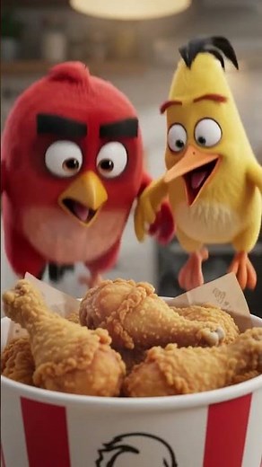 Angry Birds Enjoy KFC Chicken! 🍗🐦 Funniest Food Adventure Ever! 😂 #shorts