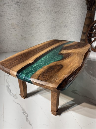 Live Edge Walnut Coffee Table: Epoxy Resin, Modern Rustic, Custom Made Home Furniture - Etsy