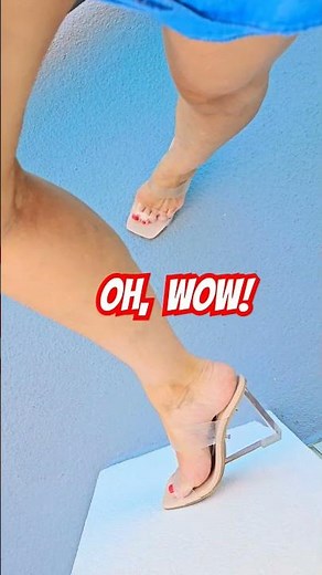 TRANSPARENT MULES! #heel #shortshorts
