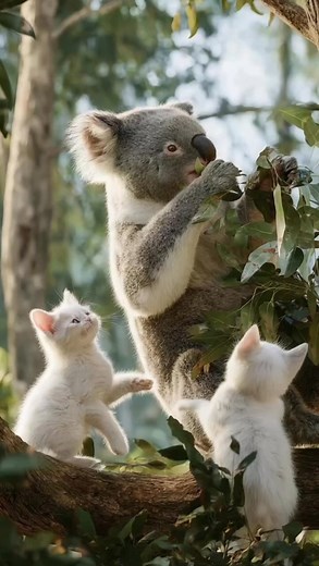 2.7K views · 13 reactions | Koala and baby cats #koala #cat #wildlife | HK Entertain | Facebook