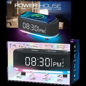 Lifestyle Advanced Powerhouse Wireless Charger with LED Light Speaker & Clock