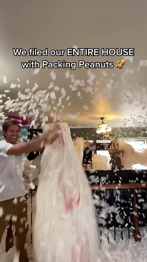Filling Our Entire House with Packing Peanuts Prank