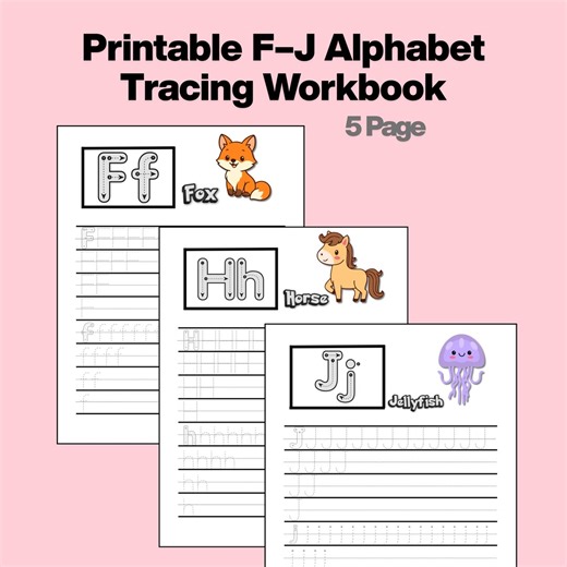 Alphabet Tracing Worksheets F–J Printable | Letter Tracing Workbook | Preschool Writing Practice | Kindergarten Worksheet - Etsy