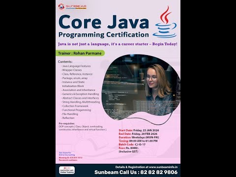 Core Java Programming Certification | Day 1 Recording | CJ-O-17 Batch | Sunbeam