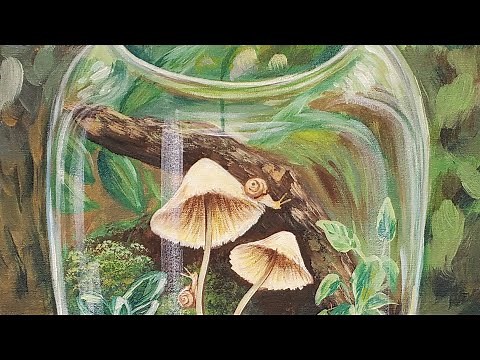 Terrarium Snails & Mushrooms Acrylic Painting LIVE Tutorial