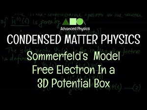 Condensed Matter Physics - Sommerfeld’s Model : Free Electron In a 3 D Potential Box