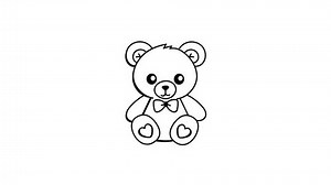 Cute teddy bear animated icon in doodle style