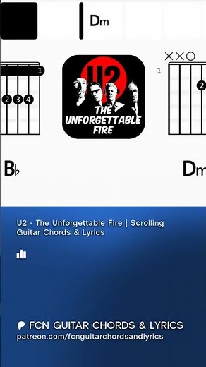 U2 - The Unforgettable Fire | Scrolling Guitar Chords & Lyrics #guitarcover #guitar #rock #music
