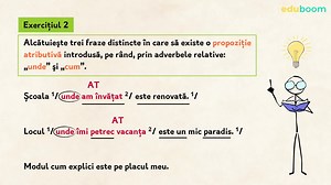 Propoziția atributivă. Еxerciții. Partea I. Limba și literatura română clasa a 8-a