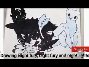 How to draw toothless,light fury and night lights from how to train your dragon !!!!