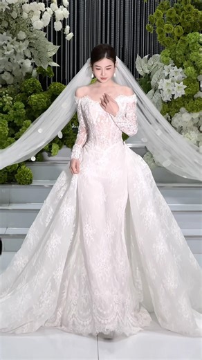 Váy cưới ren cao cấp, thiết kế tối giản vô cùng xinh #wedding #weddingdress #weddingday #beautiful