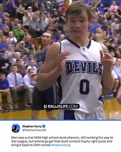 433K views · 9.3K reactions | Steph Curry after Mac McClung won the dunk contest: "Man was a viral high school dunk phenom, still working his way to the League, but lemme go get that dunk contest trophy right quick and bring it back to life!!! Unreal" Watch Mac's nearly flawless performance in the NBA Dunk Contest: https://bit.ly/3XKrcDE | Ballislife | Facebook