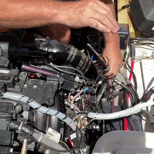 Shift cable replacement on boat engine V-8 Volvo Penta DPS-B