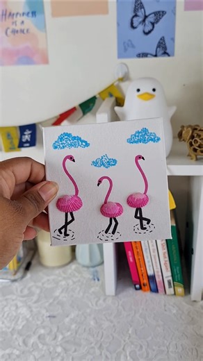 Sea Shells to Flamingo 🦩 #diy #art #youtubeshorts #craft #handmade #love #cute #homedecor #painting