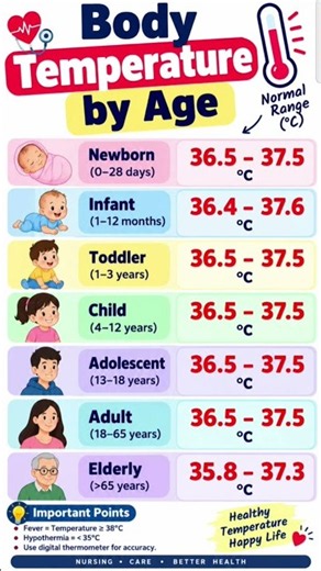 Body Temperature by Age 🌡️ | Normal Temperature Chart | Nursing Shorts