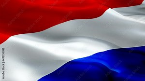 Dutch flag. 3d Netherlands sign waving video. Flag of Netherlands holiday seamless loop animation. Dutch flag silk HD resolution Background. Holland flag Closeup 1080p HD video for Independence Day,Vi Stock Video