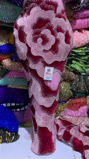 Luxurious Velvet Beaded Lace: ₦24,000/Yard