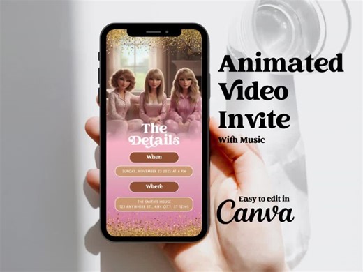 Sleepover Birthday Invitation, Animated Girls Slumber Party Video Invite With Music, Pajama Party Digital Evite in My Sleepover Era Template - Etsy