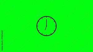 Clock Counting Down Fast Speed 12 Hours a Day black. Clock with moving arrows. Animation clock time lapse