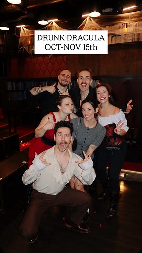 JENNY NELSON | AZ Content Creator on Instagram: "Dark, witty, and wickedly hilarious — Drunk Dracula is now haunting Phoenix through Nov 15 at the Rose Theater in Downtown Phoenix 🧛🏼‍♂️🩸 One actor literally drinks his way through the show (while the others stay sober), and the result? 100% chaotic brilliance 🙌🏼🤣 This hilarious mix of chaos, craft cocktails and killer improv had us laughing the entire time. & the crowd interaction is WILD! HIGHLY impressed, the talent was INSANE! Truly one