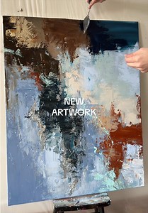 Brown to Blue Abstract Art Transformation DIY