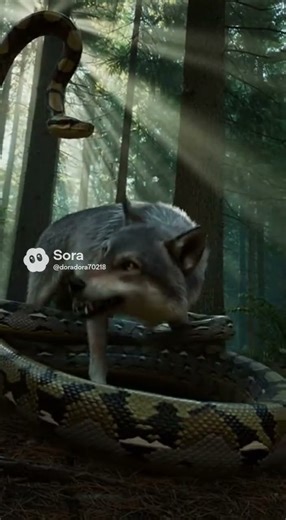 #1 Wolf Struggles as Giant Python Strikes — Intense Forest Battle Begins #wolf #python #wildlife