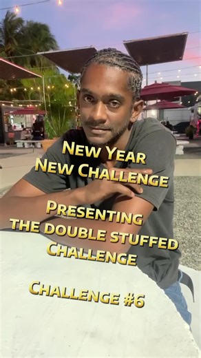 THE DOUBLE STUFFED CHALLENGE. Entry fee $100, Time limit 4 min, Reward is a free meal, free burger coupon and a spot in the hall of fame! #challenge #fyp #burgers @Aranguez Food Park