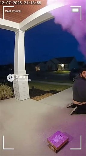 Gigachonky Geek Tries Stealing Package… Gets LAUNCHED by Massive Purple Explosion 💜💥