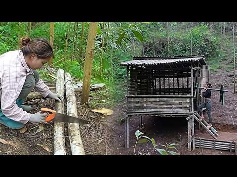 17-Year-Old Girl Builds Solo Bamboo House From Scratch | DIY Forest Bamboo House