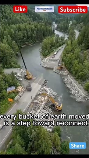 Engineering Marvel: Rebuilding a Bridge After a Devastating Washout#engineering #ytshorts #youtube