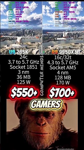 Intel i9 285K vs AMD R9 9950X3D – Gaming FPS Benchmark Test 🔥🎮 #i9285K #R99950X3D