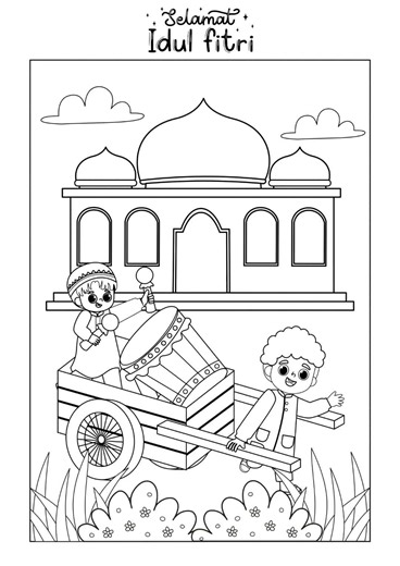 Mewarnai Tema Hari Raya Idul Fitri untuk Anak