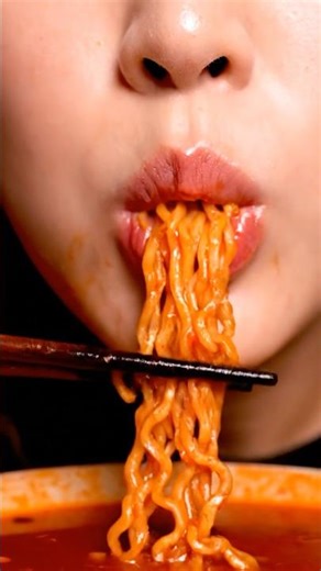 EXTREME Spicy Noodles ASMR 🔥 Lips Only Slurping Sounds|#asmr #mukbang