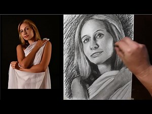 Portrait Sketch Demonstration / Charcoal Drawing for Beginners - Videos For Kids