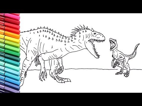 How to Draw The Indominus Rex VS Blue - Drawing Jurassic World New Dinosaurs Battle for Children