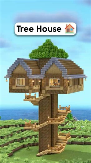 Minecraft Treehouse 🌳 3D Build guide on zediaph.com Link in Bio🔗