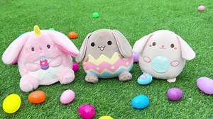 Easter Stuffed Animal Bunny Plush, 8inch Pink Easter Bunny Stuffed Animal with Egg for Kids, Cute Easter Basket Stuffers Soft Rabbit Doll Toy Gift for Girls Boys Party Favors