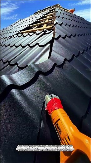 Amazing Metal Roof Cutting Technique on the Roof | Precision Roofing Work with Angle Grinder